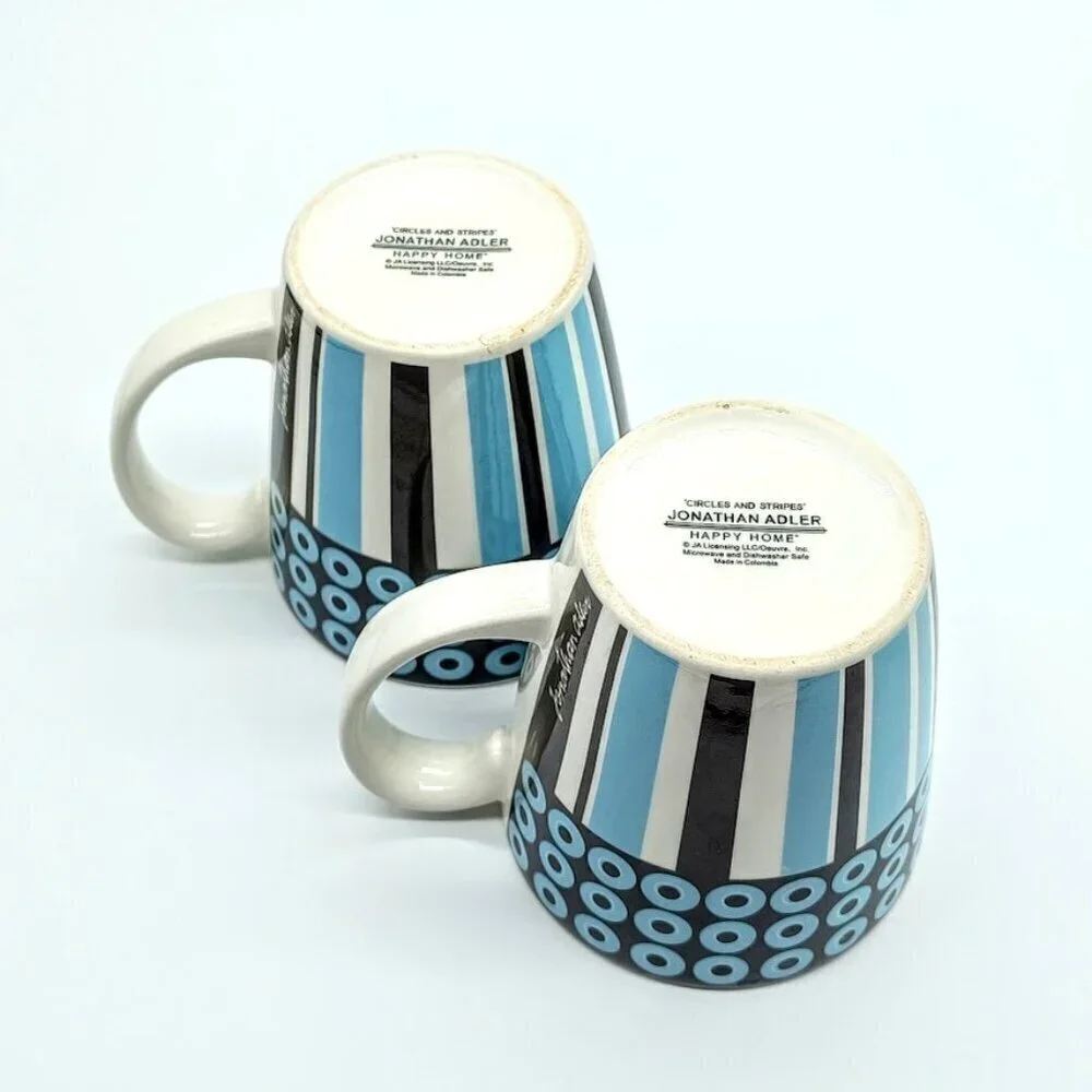 Jonathan Adler Happy Home Circles and Stripes Ceramic Mugs